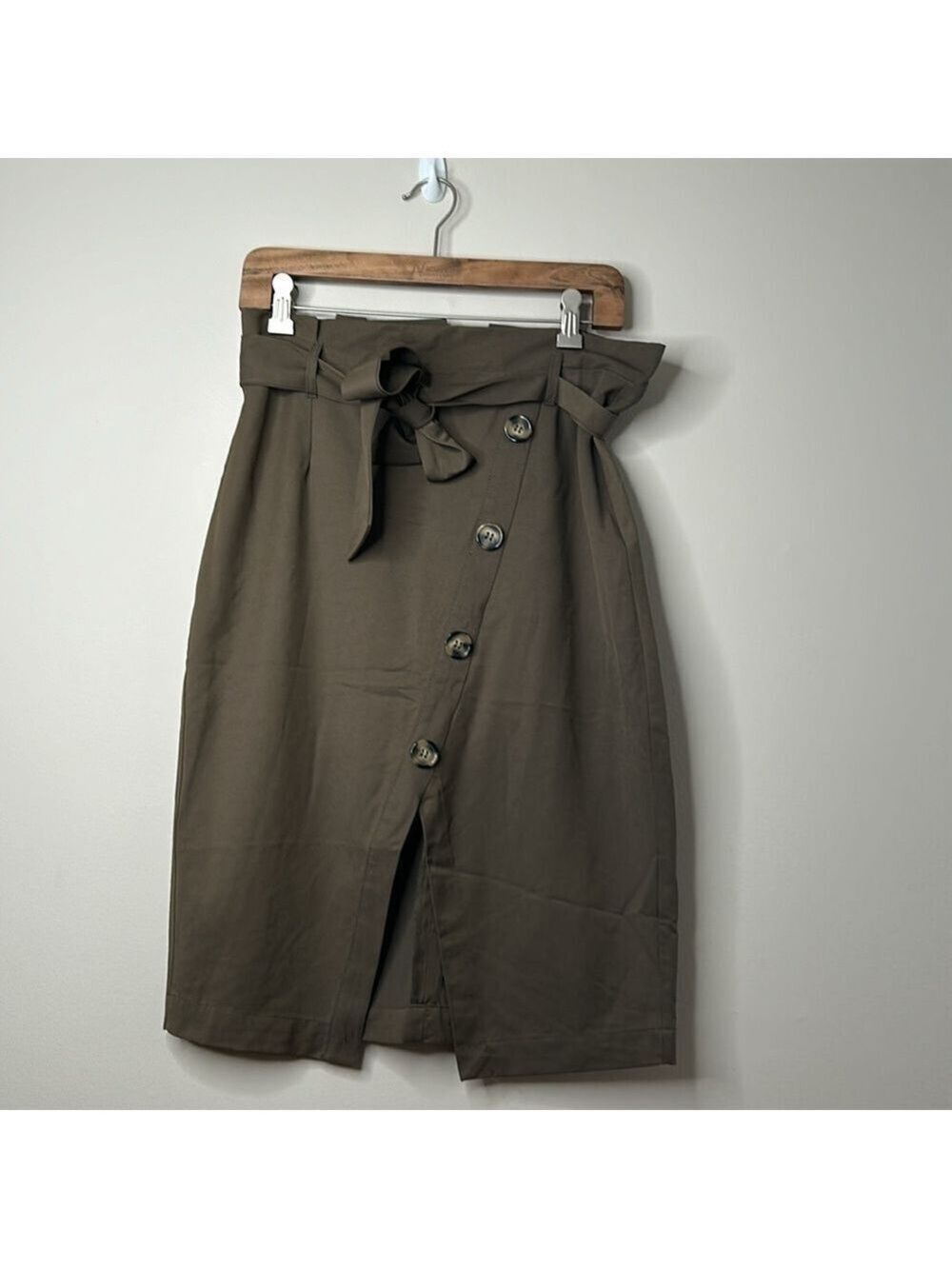 Dynamite Olive Green Button Front Midi Skirt Medium - Picture 2 of 13